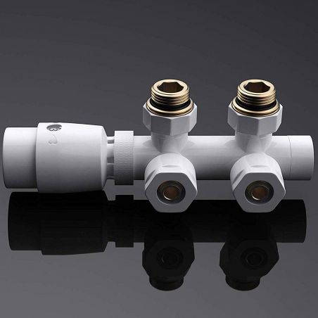 Heizkörper-Armaturenset, Thermostatkopf mit Ventil, 5-stufig einstellbar, für Vorlauf und Rücklauf, Weiß oder Anthrazit