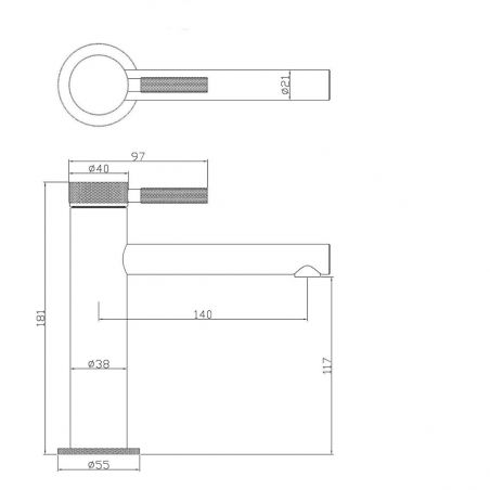 Waschbeckenarmatur EGO-Tiona Chrome, Waschbeckenmontage, Chrom, mit Perlator, außergewöhnliches Design