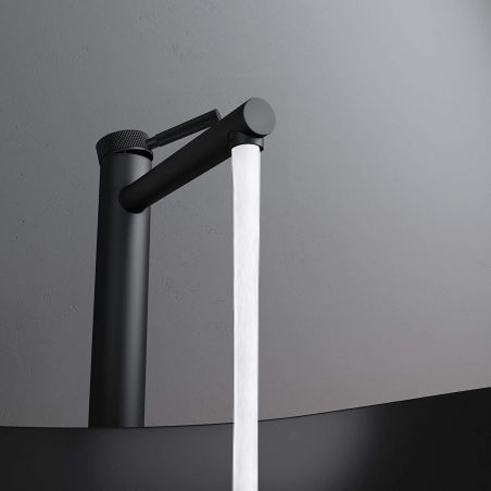 Waschbeckenarmatur EGO-Tiona Black High, Aufsatzmontage, Mattschwarz, mit Perlator, außergewöhnliches Design Waschbeckenarmatur EGO-Tiona Black High, Aufsatzmontage, Mattschwarz, mit Perlator, außergewöhnliches Design