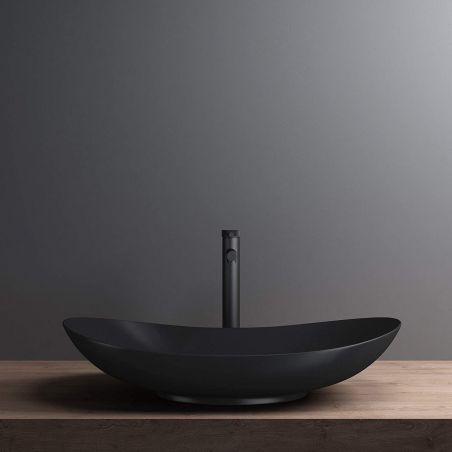Waschbeckenarmatur EGO-Tiona Black High, Aufsatzmontage, Mattschwarz, mit Perlator, außergewöhnliches Design Waschbeckenarmatur EGO-Tiona Black High, Aufsatzmontage, Mattschwarz, mit Perlator, außergewöhnliches Design
