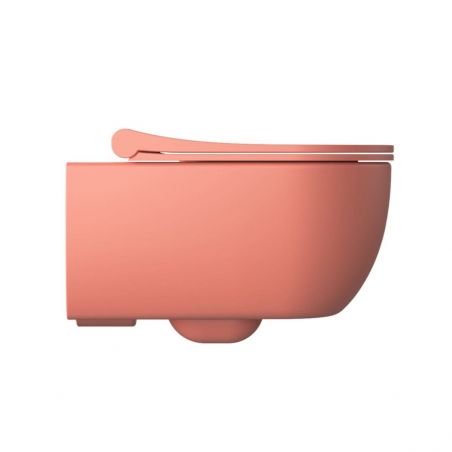 WC-Schüssel EGO Michael Rimless, 49x36 cm, Lachsrosa, Power Colour, halbmatt, Duroplast-Deckel Soft-Close, Easy-Off-Funktion