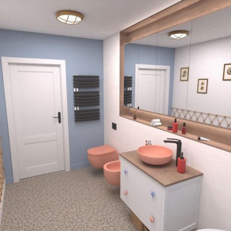 WC-Schüssel EGO Michael Rimless, 49x36 cm, Lachsrosa, Power Colour, halbmatt, Duroplast-Deckel Soft-Close, Easy-Off-Funktion