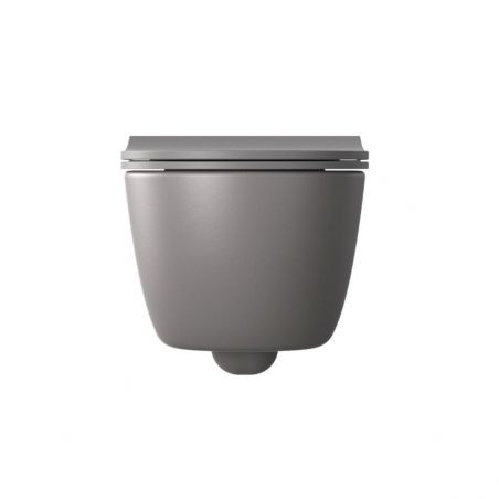 WC-Schüssel EGO Michael Rimless, 49x36 cm, Grau, Power Colour, halbmatt, hängende Montage, Duroplast-Deckel Soft-Close