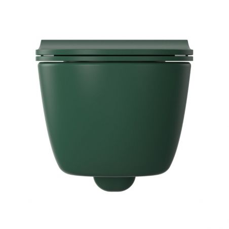 WC-Schüssel EGO Michael Rimless , 49x36 cm, Grün, Power Colour, halbmatt, hängende Montage, Duroplast-Soft-Close-Easy-Off-Deckel