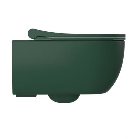 WC-Schüssel EGO Michael Rimless , 49x36 cm, Grün, Power Colour, halbmatt, hängende Montage, Duroplast-Soft-Close-Easy-Off-Deckel