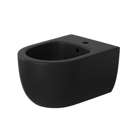 Bidet EGO Michael, 49x36 cm, Schwarz, Power Colour, halb-matt, Wandmontage, mit Überlauf