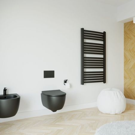 Bidet EGO Michael, 49x36 cm, Schwarz, Power Colour, halb-matt, Wandmontage, mit Überlauf