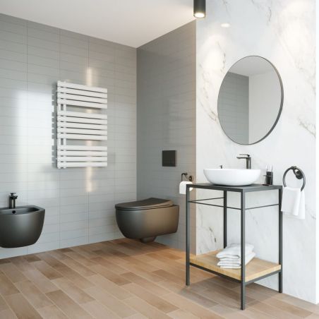Bidet EGO Michael, 49x36 cm, Schwarz, Power Colour, halb-matt, Wandmontage, mit Überlauf