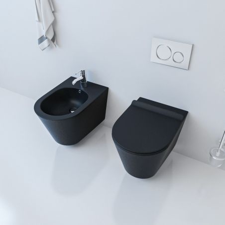 EGO Galo Bidet-Schüssel, Mattschwarz, 48x37cm, hängende Montage, mit Überlauf EGO Galo Bidet-Schüssel, Mattschwarz, 48x37cm, hängende Montage, mit Überlauf