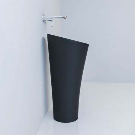 Standwaschbecken EGO David, Mattschwarz, Power Colour, 42.5x42.5x95 cm, Bodenmontage, Sanitärkeramik