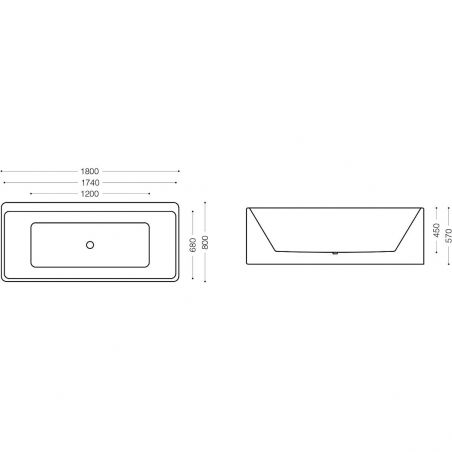 Badewanne EGO 601S, freistehend, 170 oder 180 cm, integrierte Armatur mit verchromtem Finish, thermoaktives Sanitäracryl, Weiß
