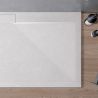 Duschwanne, Mineralkomposit, 100-120 x 80 cm, Höhe 2,5 cm, verdeckter Ablauf, zuschneidbar, Weiß, Santiago