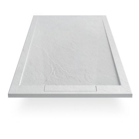 Duschwanne, Mineralkomposit, Maße 70-90 x 90-160 cm, Höhe 2,5 cm, verdeckter Ablauf, zuschneidbar, Weiß, Antonio