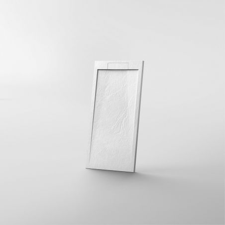 Duschwanne, Mineralkomposit, Maße 70-90 x 80-160 cm, Höhe 2,5 cm, verdeckter Ablauf, zuschneidbar, Weiß, Antonio