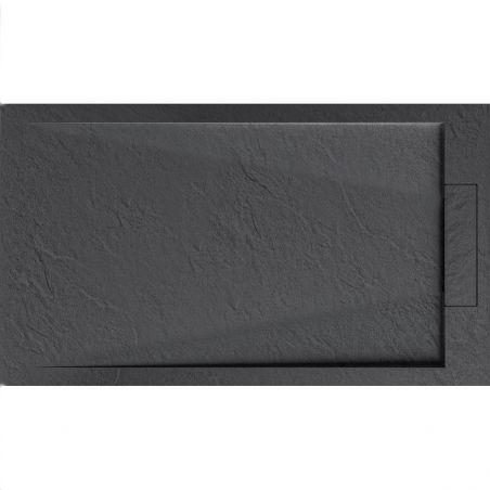 Duschwanne, Mineralkomposit, Maße 70-90 x 80-160, Höhe 2,5 cm, verdeckter Ablauf, zuschneidbar, Anthrazit, Antonio