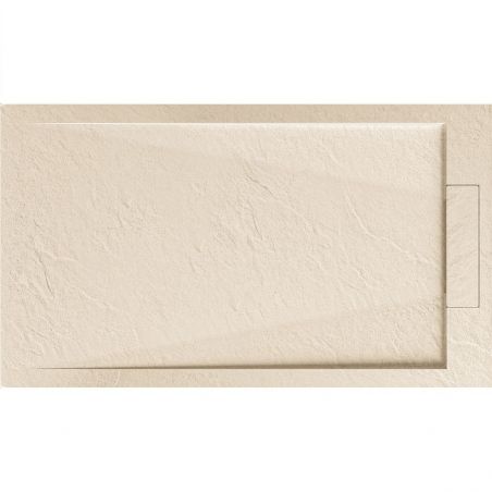 Duschwanne, Mineralkomposit, Maße 70-90 x 80-160 cm, Höhe 2,5 cm, verdeckter Ablauf, zuschneidbar, Creme, Antonio