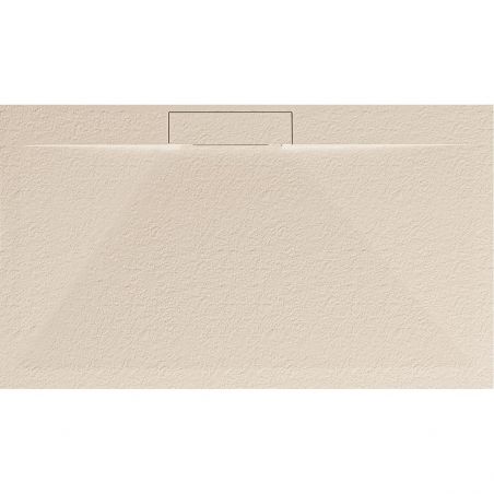 Duschwanne, Mineralwerkstoff, 100,120 x 80 cm, Höhe 2,5 cm, verdeckter Ablauf, Ausschnitt, Creme, Santiago