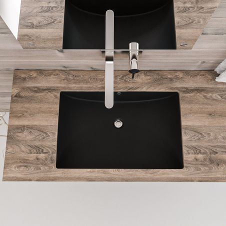 Waschbecken Romeo, Mattschwarz, 53x37 cm, Einbaumontage, Sanitärkeramik