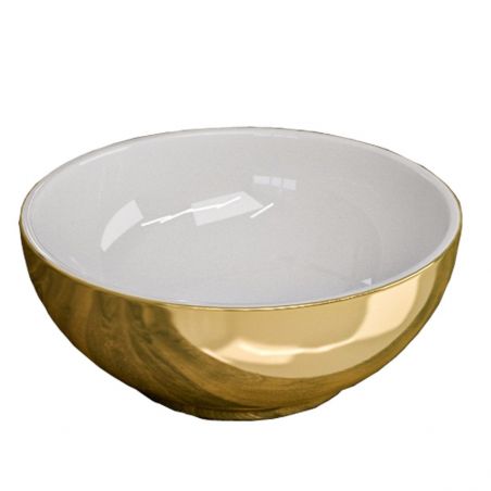 Waschbecken EGO Cristiano, Gold, 31x31 cm, Aufsatzmontage, ohne Hahnloch, Sanitärkeramik