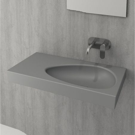 Waschbecken Britney, Aufsatz- oder Wandmontage, 90x45 cm, keramischer Deckel, Mattschgrau, Royalty Line by Ego Waschbecken Britney, Aufsatz- oder Wandmontage, 90x45 cm, keramischer Deckel, Mattschgrau, Royalty Line by Ego