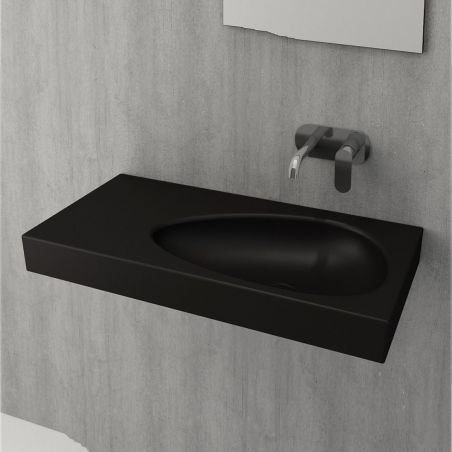 Waschbecken Britney, Aufsatz- oder Wandmontage, 90x45 cm, keramischer Deckel, Mattschwarz, Royalty Line by Ego Waschbecken Britney, Aufsatz- oder Wandmontage, 90x45 cm, keramischer Deckel, Mattschwarz, Royalty Line by Ego