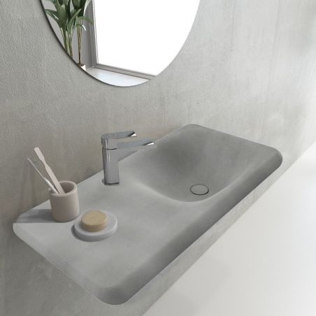 Waschbecken Talia, Wand- oder Einbaumontage, 90x45 cm, keramischer Deckel, mattes Zementgrau, Royalty Line by Ego
