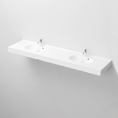 Doppelwaschbecken Olivia, Mineralkomposit, Aufsatz- oder Wandmontage, 200x51 cm Doppelwaschbecken Olivia, Mineralkomposit, Aufsatz- oder Wandmontage, 200x51 cm