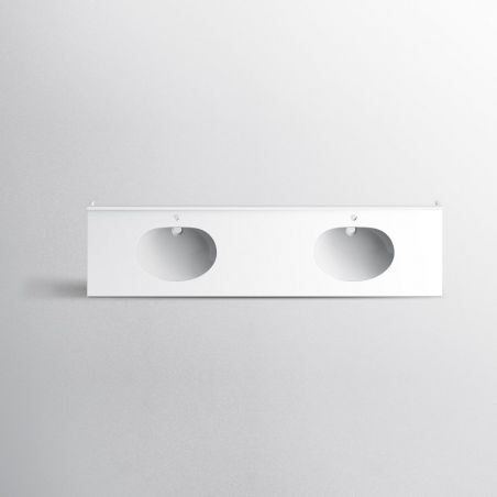 Doppelwaschbecken Olivia, Mineralkomposit, Aufsatz- oder Wandmontage, 200x51 cm Doppelwaschbecken Olivia, Mineralkomposit, Aufsatz- oder Wandmontage, 200x51 cm