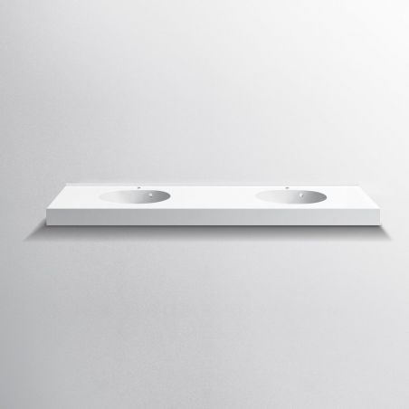 Doppelwaschbecken Olivia, Mineralkomposit, Aufsatz- oder Wandmontage, 200x51 cm Doppelwaschbecken Olivia, Mineralkomposit, Aufsatz- oder Wandmontage, 200x51 cm