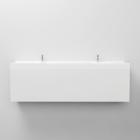 Doppelwaschbecken Olivia, Mineralkomposit, Aufsatz- oder Wandmontage, 200x51 cm Doppelwaschbecken Olivia, Mineralkomposit, Aufsatz- oder Wandmontage, 200x51 cm