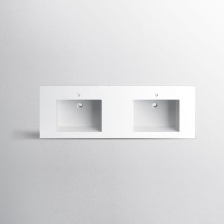 Doppelwaschbecken Paola, Mineralkomposit, Halb-Einbaumontage, 161x54 cm Doppelwaschbecken Paola, Mineralkomposit, Halb-Einbaumontage, 161x54 cm