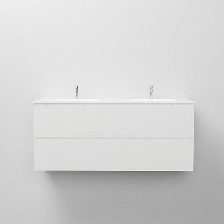 Doppelwaschbecken Paola, Mineralkomposit, Halb-Einbaumontage, 161x54 cm Doppelwaschbecken Paola, Mineralkomposit, Halb-Einbaumontage, 161x54 cm