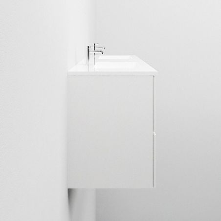 Doppelwaschbecken Paola, Mineralkomposit, Halb-Einbaumontage, 161x54 cm Doppelwaschbecken Paola, Mineralkomposit, Halb-Einbaumontage, 161x54 cm