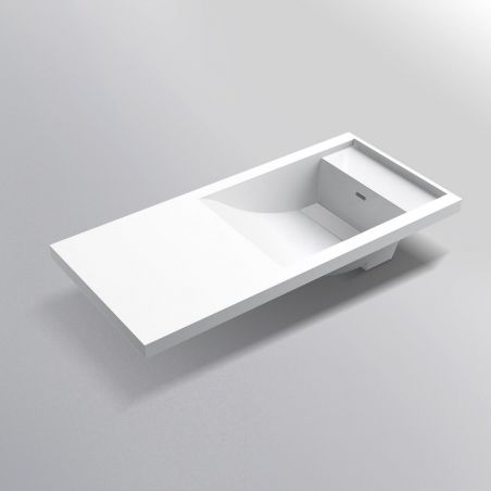 Waschbecken Lino, Mineralkomposit, Halb-Einbaumontage, versteckter Abfluss, 100x47 cm Waschbecken Lino, Mineralkomposit, Halb-Einbaumontage, versteckter Abfluss, 100x47 cm