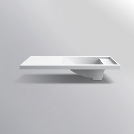 Waschbecken Lino, Mineralkomposit, Halb-Einbaumontage, versteckter Abfluss, 100x47 cm Waschbecken Lino, Mineralkomposit, Halb-Einbaumontage, versteckter Abfluss, 100x47 cm