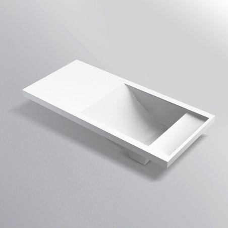 Waschbecken Lino, Mineralkomposit, Halb-Einbaumontage, versteckter Abfluss, 100x47 cm Waschbecken Lino, Mineralkomposit, Halb-Einbaumontage, versteckter Abfluss, 100x47 cm