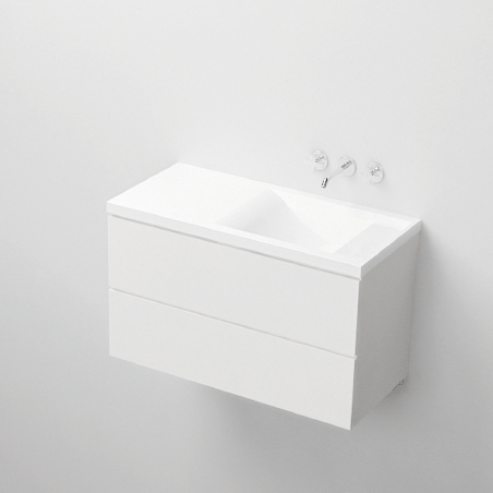Waschbecken Lino, Mineralkomposit, Halb-Einbaumontage, versteckter Abfluss, 100x47 cm Waschbecken Lino, Mineralkomposit, Halb-Einbaumontage, versteckter Abfluss, 100x47 cm