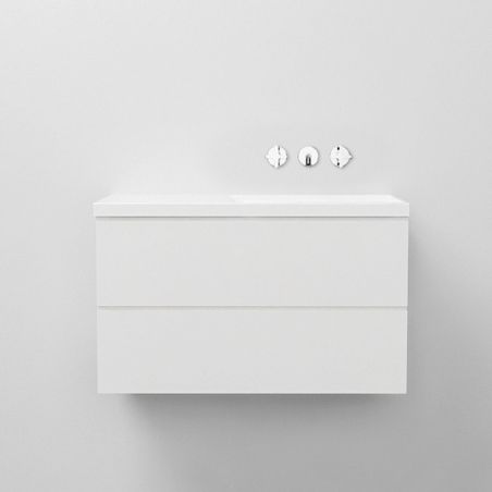 Waschbecken Lino, Mineralkomposit, Halb-Einbaumontage, versteckter Abfluss, 100x47 cm Waschbecken Lino, Mineralkomposit, Halb-Einbaumontage, versteckter Abfluss, 100x47 cm