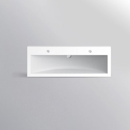 Doppelwaschbecken Fabio, Mineralkomposit, Halb-Einbaumontage, 100x36 cm Doppelwaschbecken Fabio, Mineralkomposit, Halb-Einbaumontage, 100x36 cm