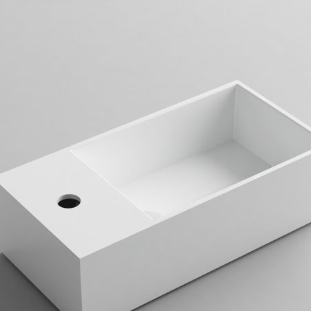 Waschbecken Anabel, Mineralkomposit, Aufsatz- oder Wandmontage, mit Hahnloch auf der linken Seite, 48x24 cm