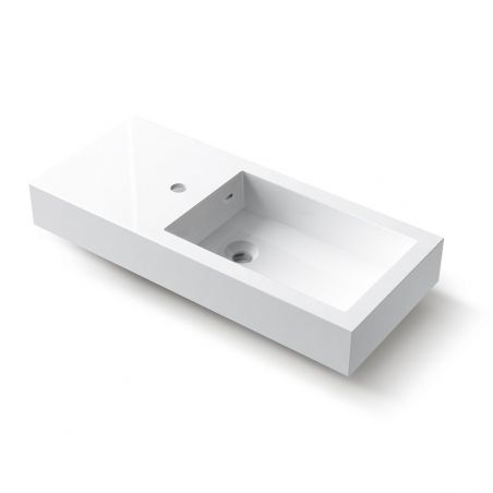 Waschbecken Lola, Mineralkomposit, Aufsatz- oder Wandmontage, mit Hahnloch auf der linken Seite, 82x35 cm Waschbecken Lola, Mineralkomposit, Aufsatz- oder Wandmontage, mit Hahnloch auf der linken Seite, 82x35 cm