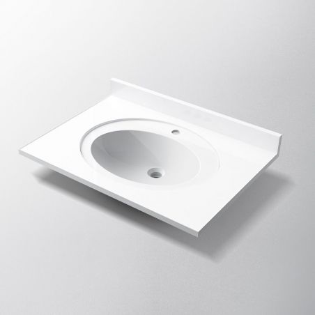 Waschbecken Kira, Mineralkomposit, Halb-Einbaumontage, mit Hahnloch, 78x56 cm Waschbecken Kira, Mineralkomposit, Halb-Einbaumontage, mit Hahnloch, 78x56 cm