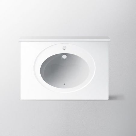 Waschbecken Kira, Mineralkomposit, Halb-Einbaumontage, mit Hahnloch, 78x56 cm Waschbecken Kira, Mineralkomposit, Halb-Einbaumontage, mit Hahnloch, 78x56 cm