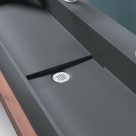 Doppelwaschbecken EGO 6028, versteckter Ablauf, Anthrazit Matt, Marmorkomposit, wandhängend oder aufgesetzt, 120x40 cm