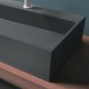 Doppelwaschbecken EGO 6028, versteckter Abfluss, Matt Anthrazit, Marmorkomposit, Aufsatz- oder Wandmontage, 120x40 cm
