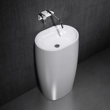 Standwaschbecken EGO-32, Marmorkomposit, 53x38x88 cm, ohne Hahnloch
