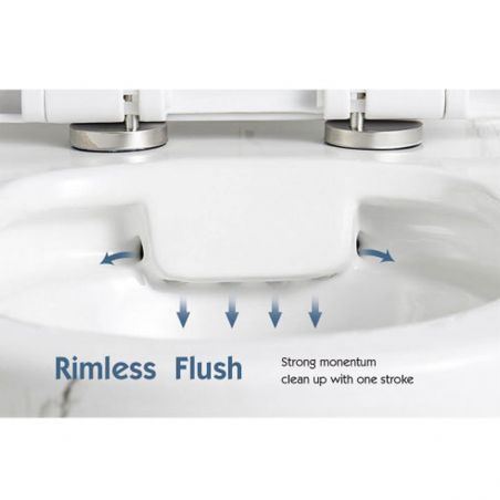 WC Lazio Marble, Rimless, 69x39 cm, integrierter Spülkasten, Weiß, Bodenmontage, Soft-Close Deckel, Royalty Line von Ego