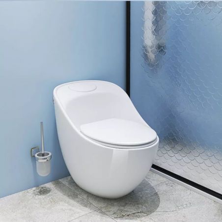 Santa Rimless WC, 69x46 cm, Einbautank, Weiß, Bodenmontage, Soft-Close-Deckel inklusive, Lizenzlinie von Ego