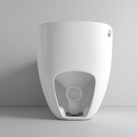 Santa Rimless WC, 69x46 cm, Einbautank, Weiß, Bodenmontage, Soft-Close-Deckel inklusive, Lizenzlinie von Ego