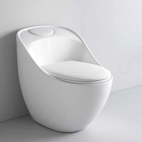 Santa Rimless WC, 69x46 cm, Einbautank, Weiß, Bodenmontage, Soft-Close-Deckel inklusive, Lizenzlinie von Ego